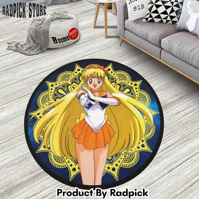 Sailor venus round rug custom sailor moon anime circle carpet  rp5959881